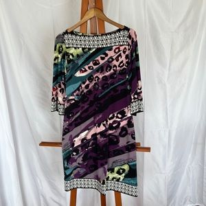 Ali Ro knee length purple and teal dress